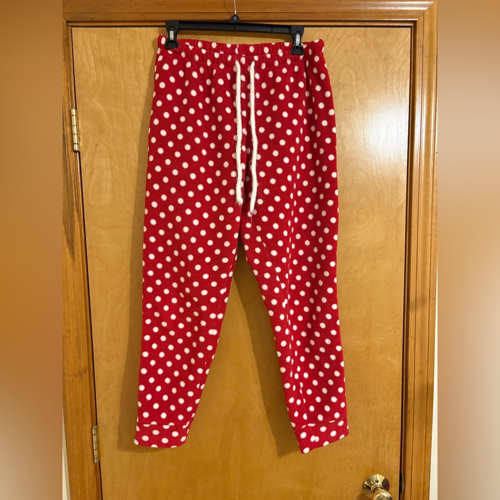 Benetton Undercolors Red Polkadot Fuzzy Pj Pants